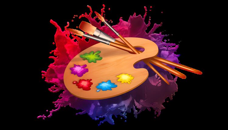 paint brush, pallet, splash