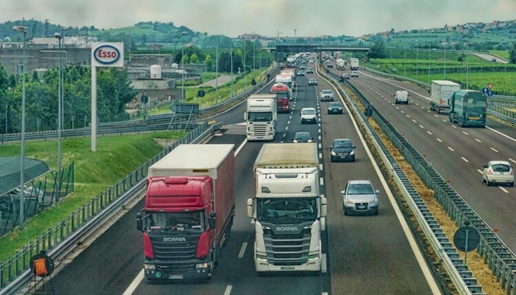 highway, road, trucks