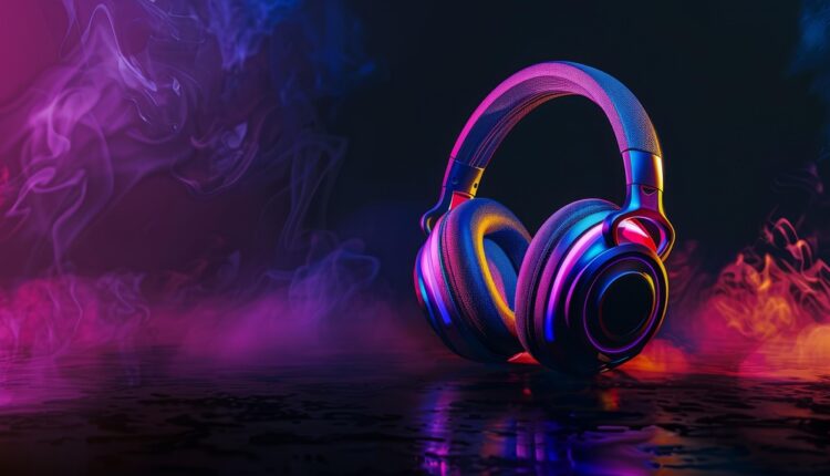 energy, purple, pink, glowing, color, fractals, wallpaper, glow, black, magic, motion, science, power, dark, music, headphones headphones